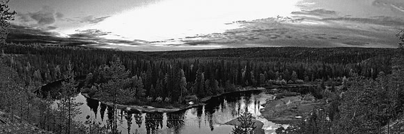 0570 - A - Oulankajoki at summer night II b&w - HD